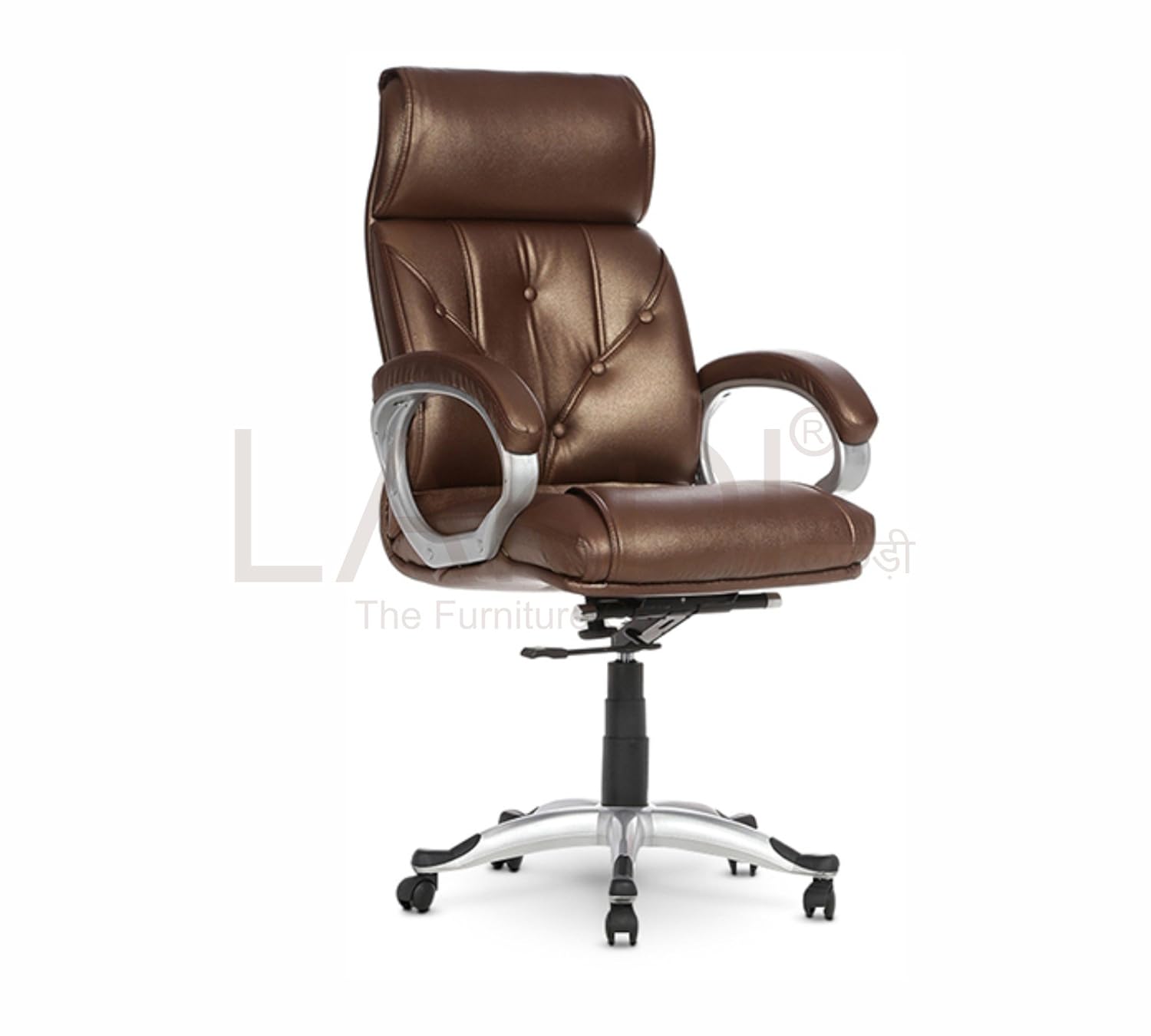 High Back Director Chair Leatherette with Height Adjustable Aluminum Base Office Chair -