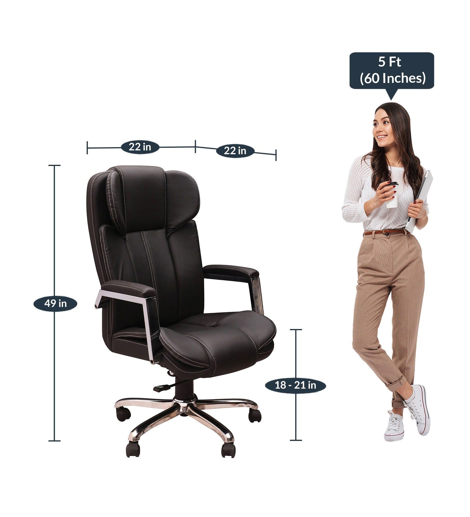 High Back Director Chair with Chrome Base -