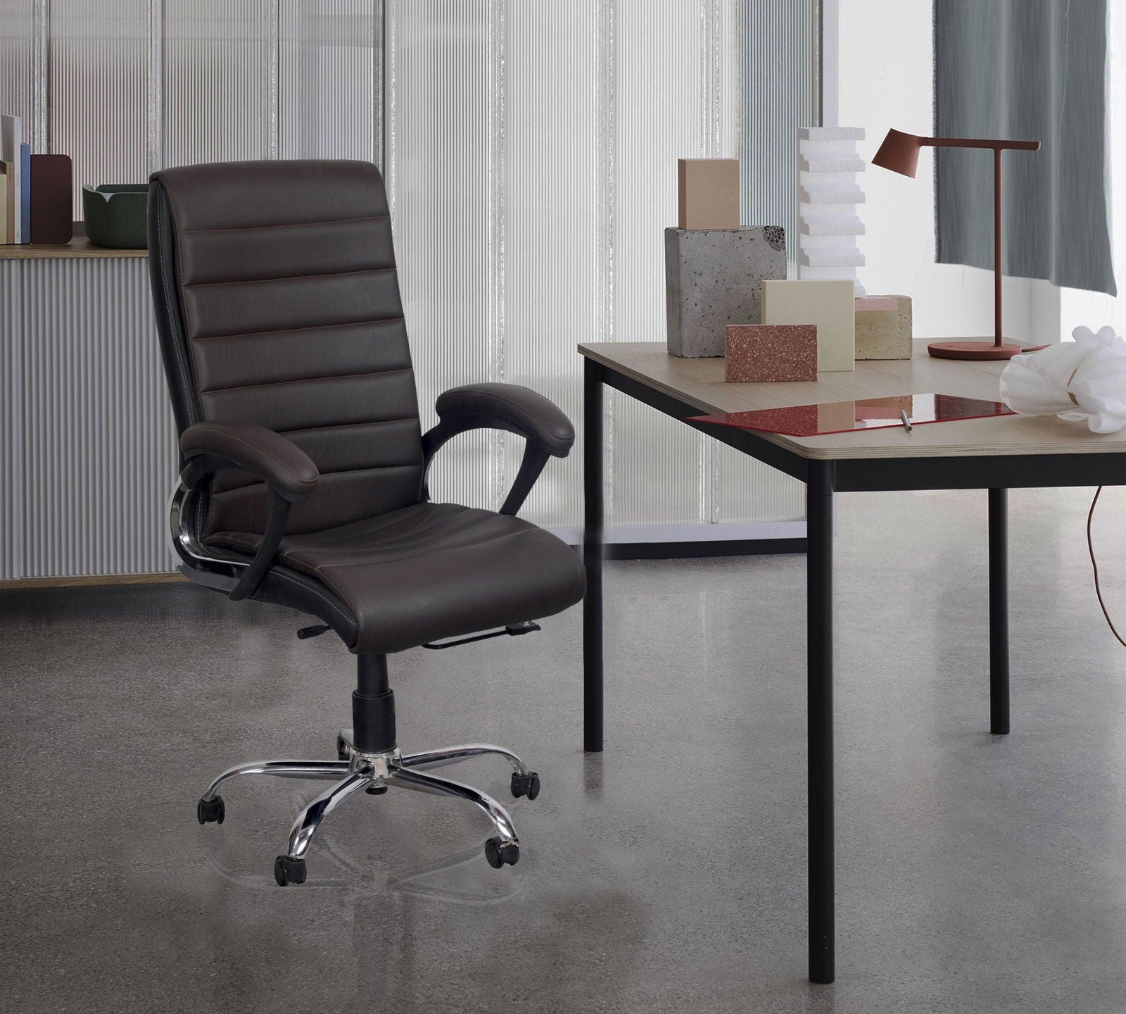 High Back Director Chair with Height Adjustable Chrome Base -