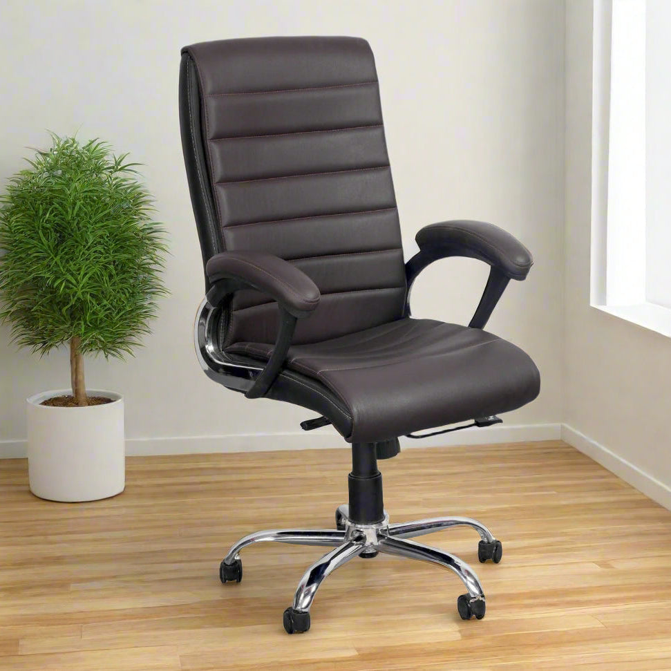 High Back Director Chair with Height Adjustable Chrome Base -