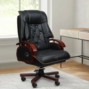 High Back Director Chair with Height Adjustable Wooden Base