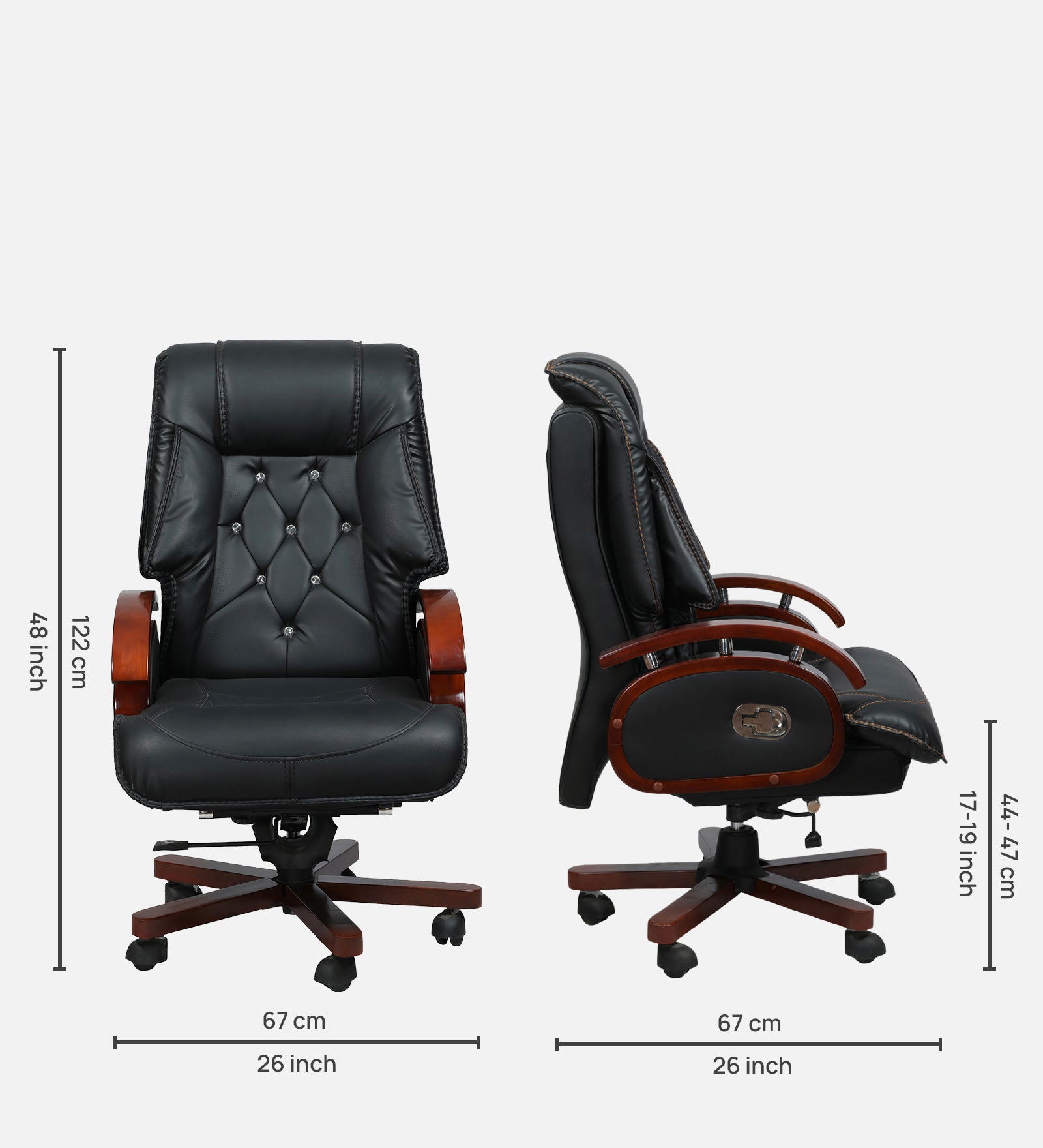 High Back Director Chair with Height Adjustable Wooden Base -