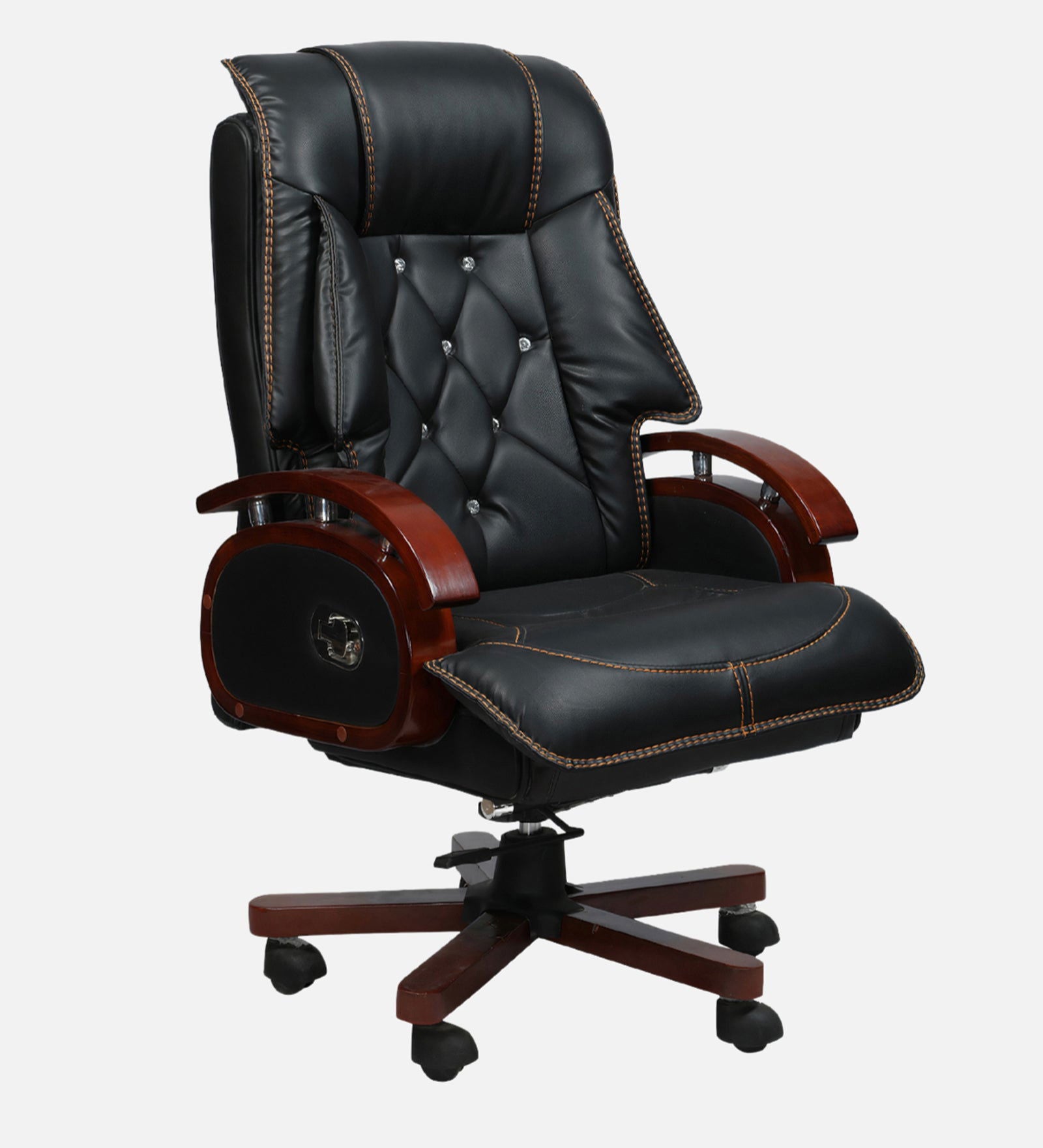 High Back Director Chair with Height Adjustable Wooden Base -