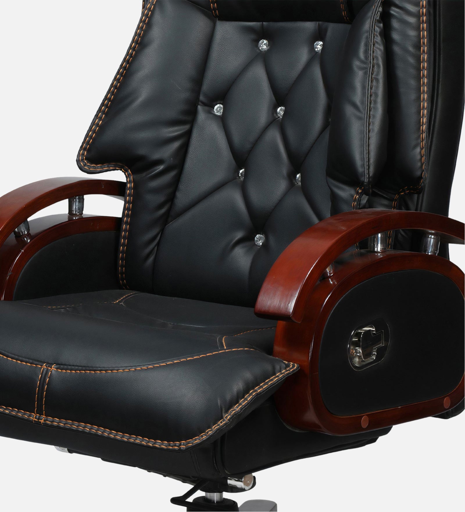 High Back Director Chair with Height Adjustable Wooden Base -
