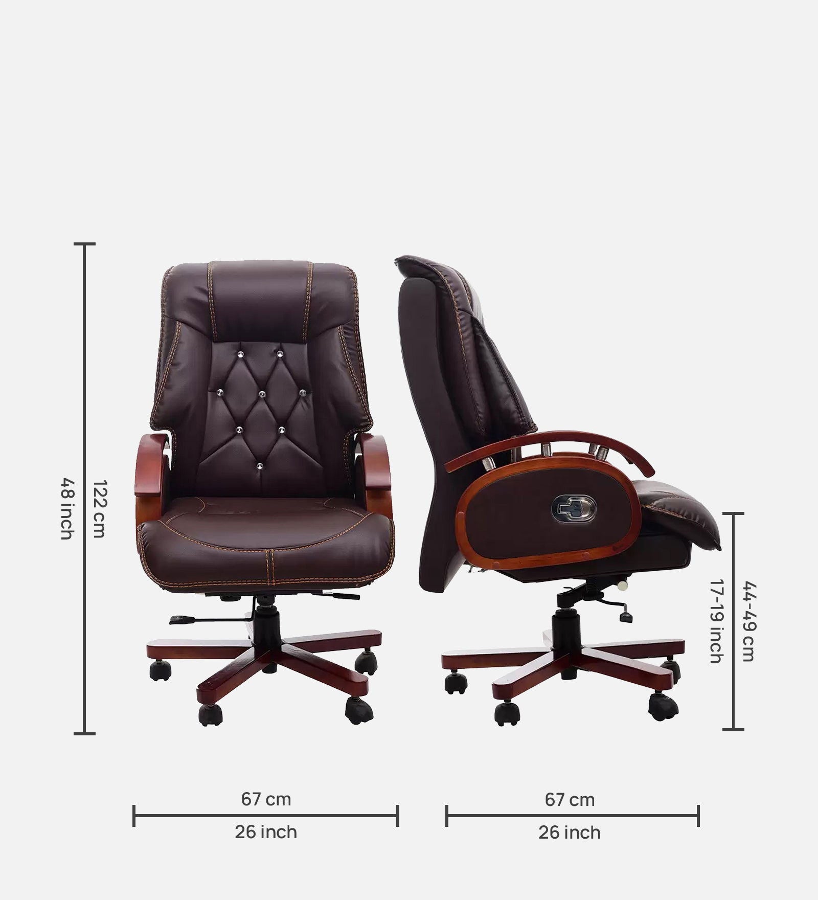 High Back Director Chair with Height Adjustable Wooden Base -