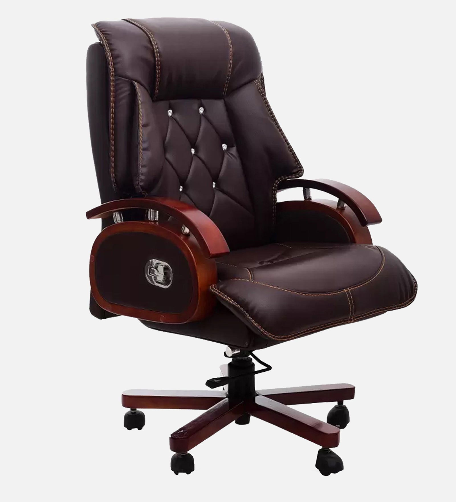 High Back Director Chair with Height Adjustable Wooden Base -