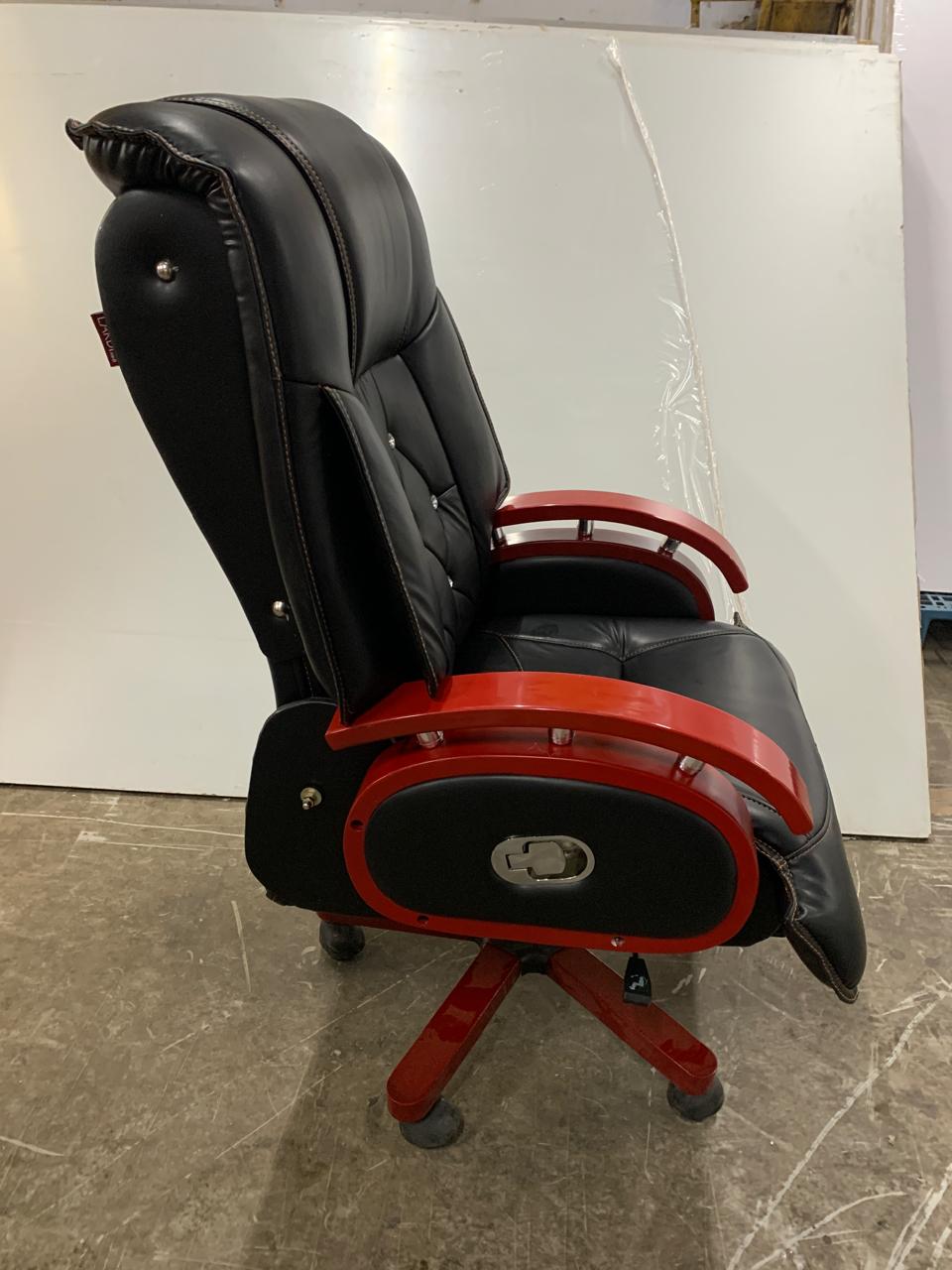 High Back Director Chair with Height Adjustable Wooden Base -