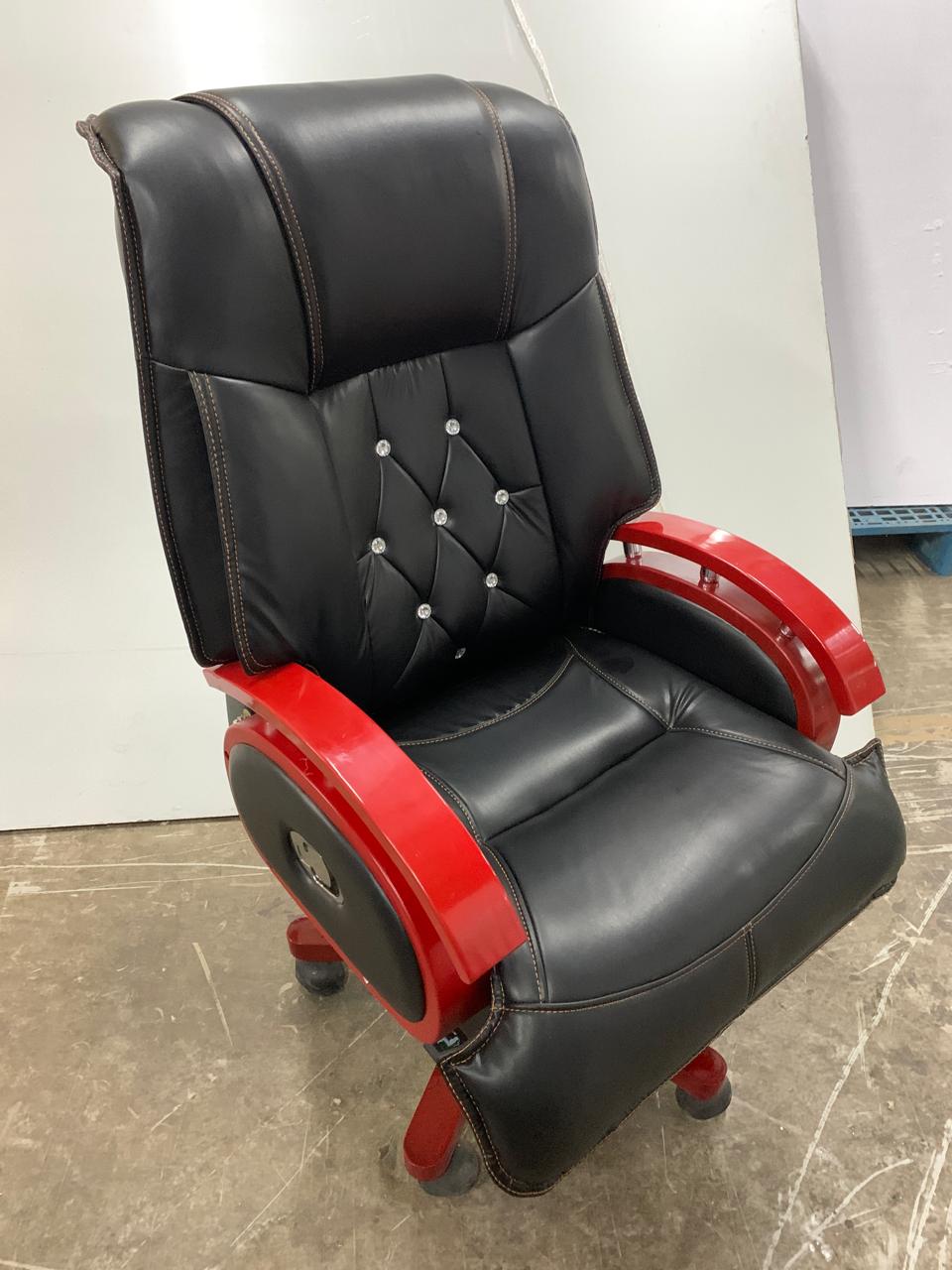 High Back Director Chair with Height Adjustable Wooden Base -