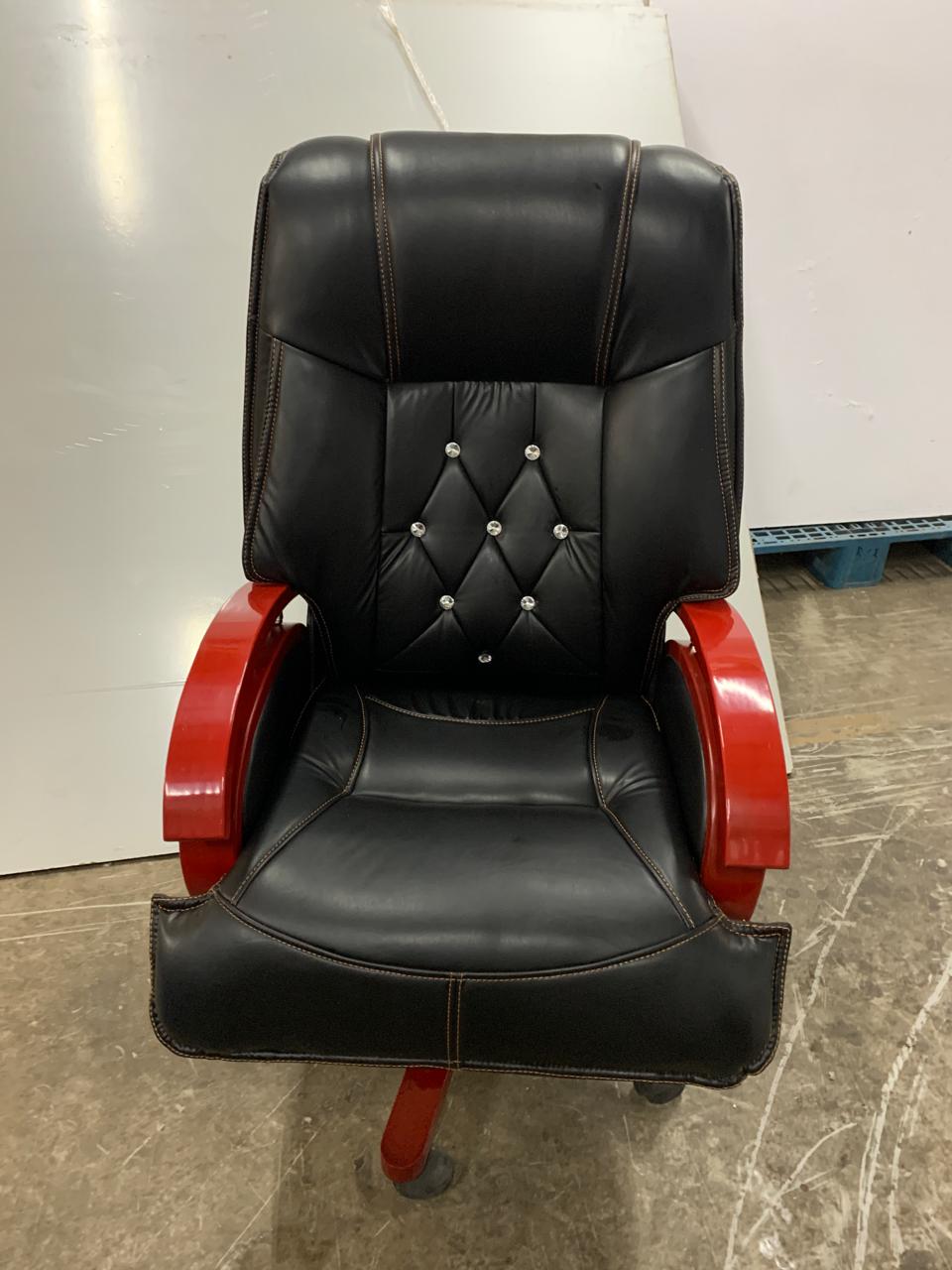 High Back Director Chair with Height Adjustable Wooden Base -