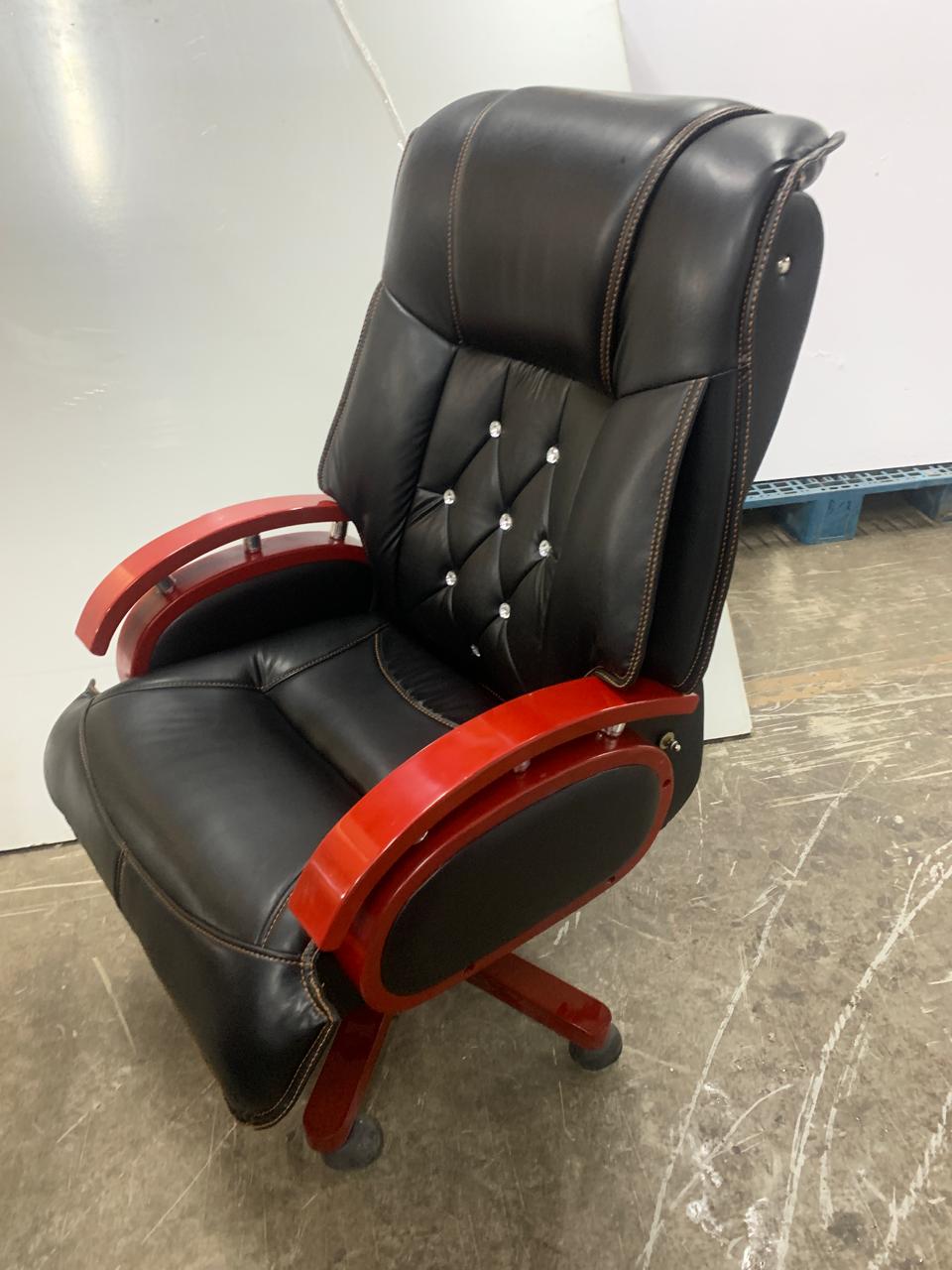 High Back Director Chair with Height Adjustable Wooden Base -
