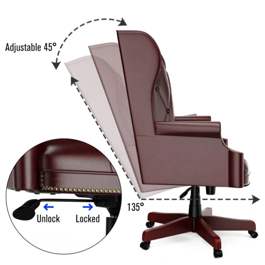 High Back Director Chair with Wooden Base -