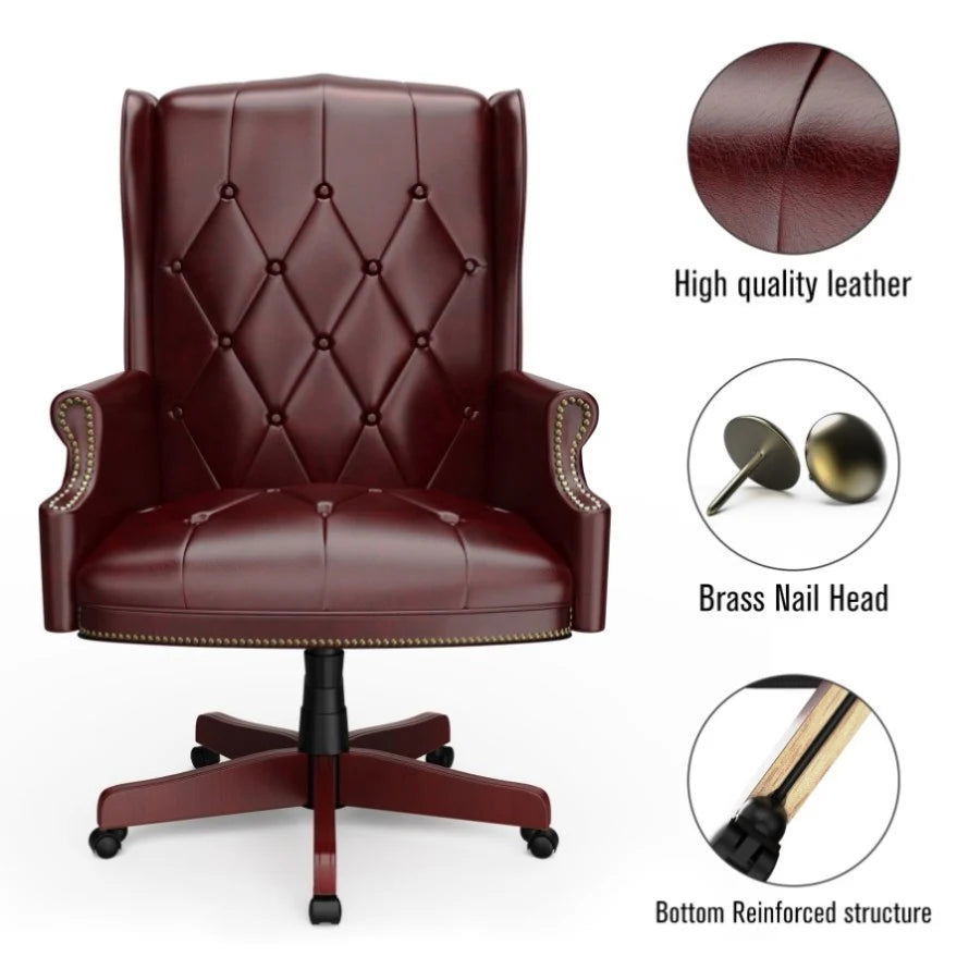 High Back Director Chair with Wooden Base -