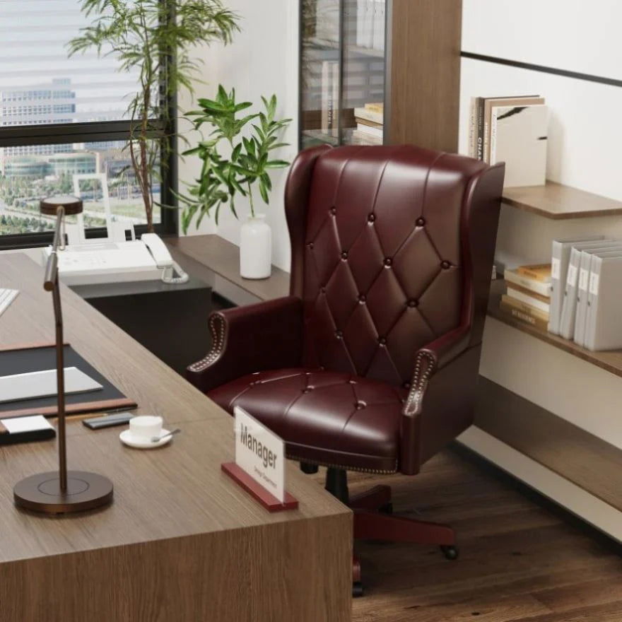 High Back Director Chair with Wooden Base -
