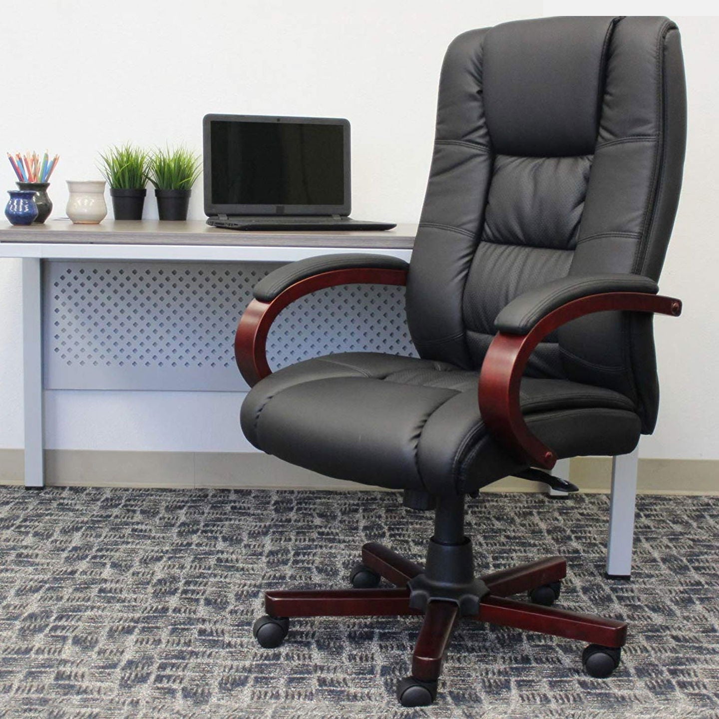 High Back Director Chair with Wooden Base -