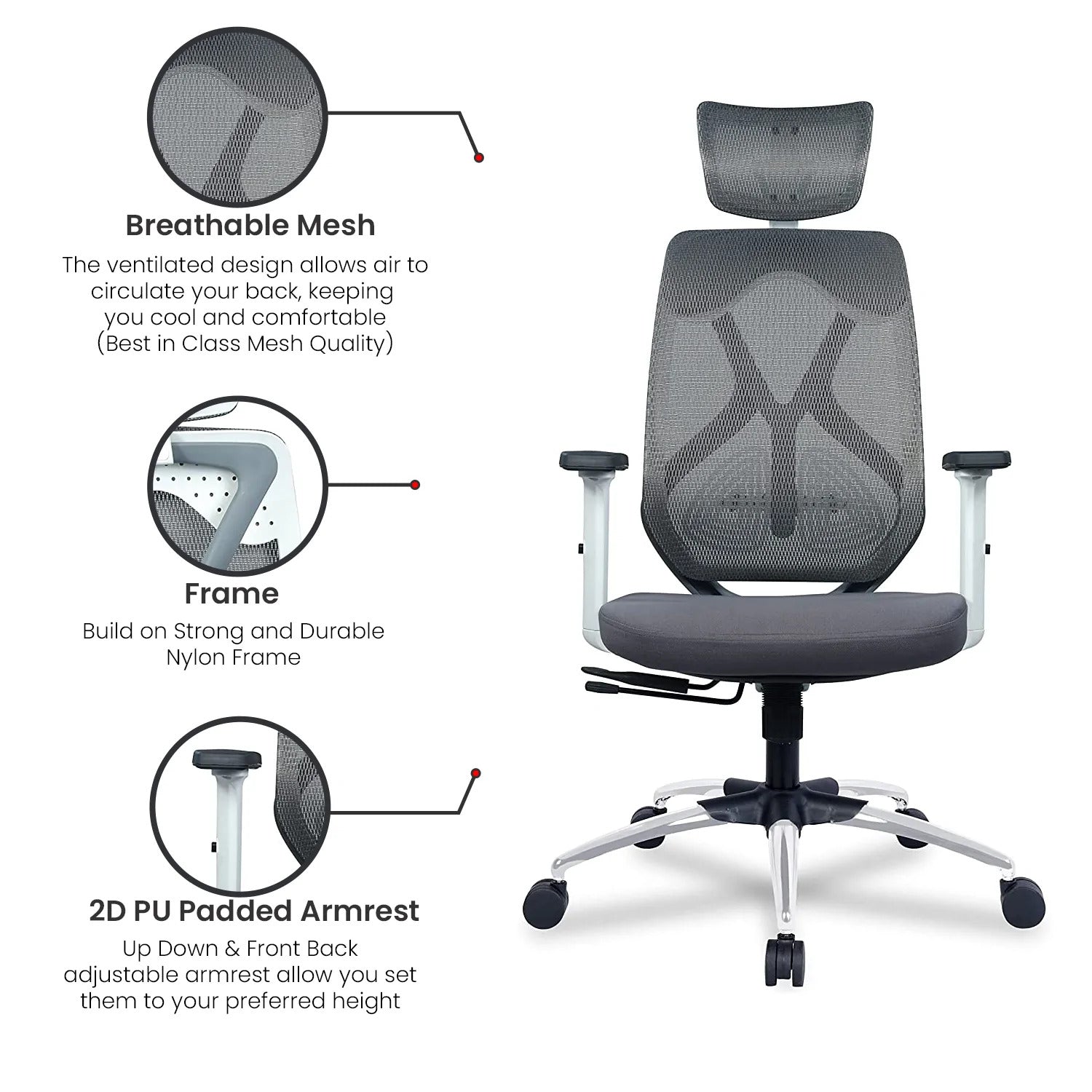 High Back Director Office Chair with Chrome Base -