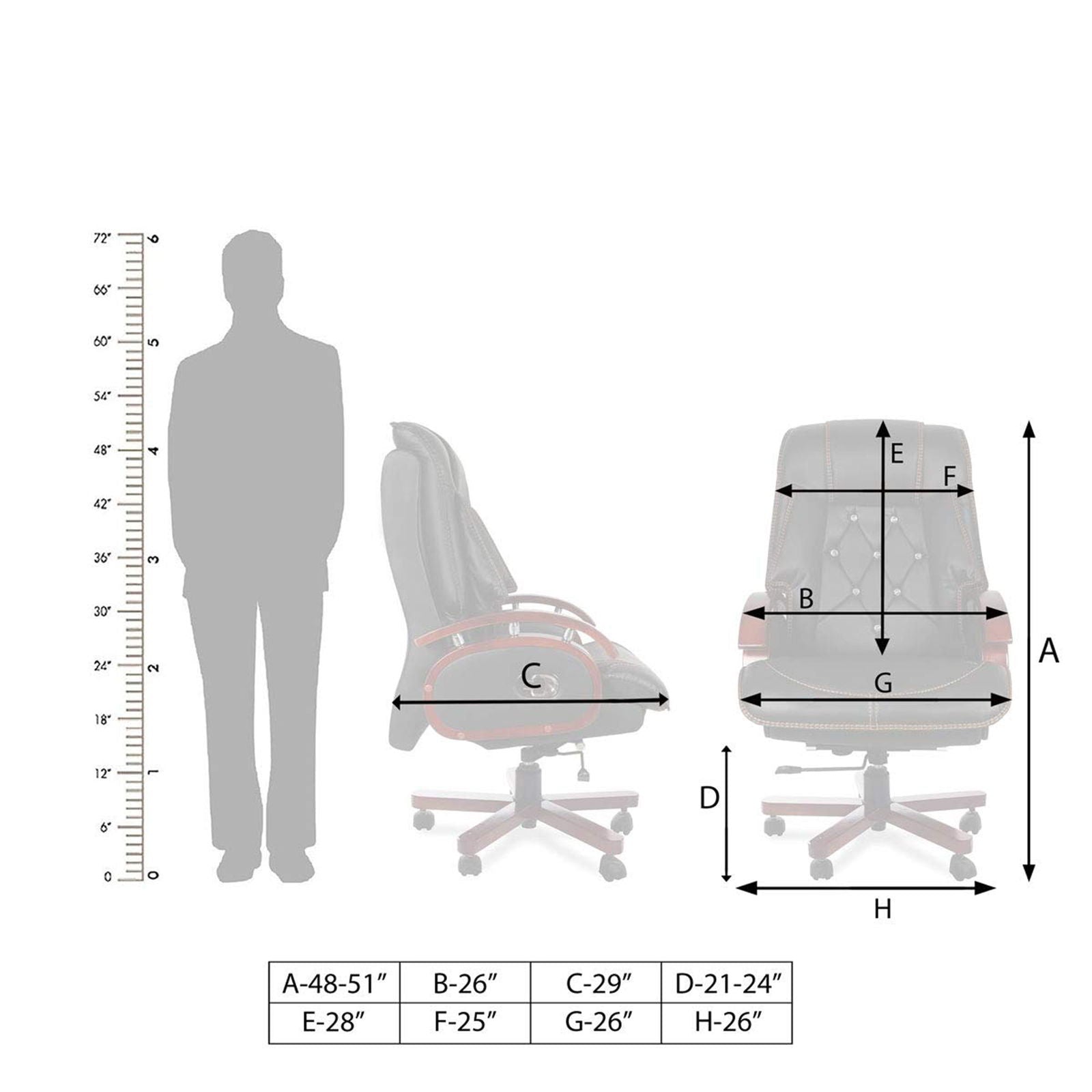 High Back Leatherette Director Chair with Wooden Base and Handle -