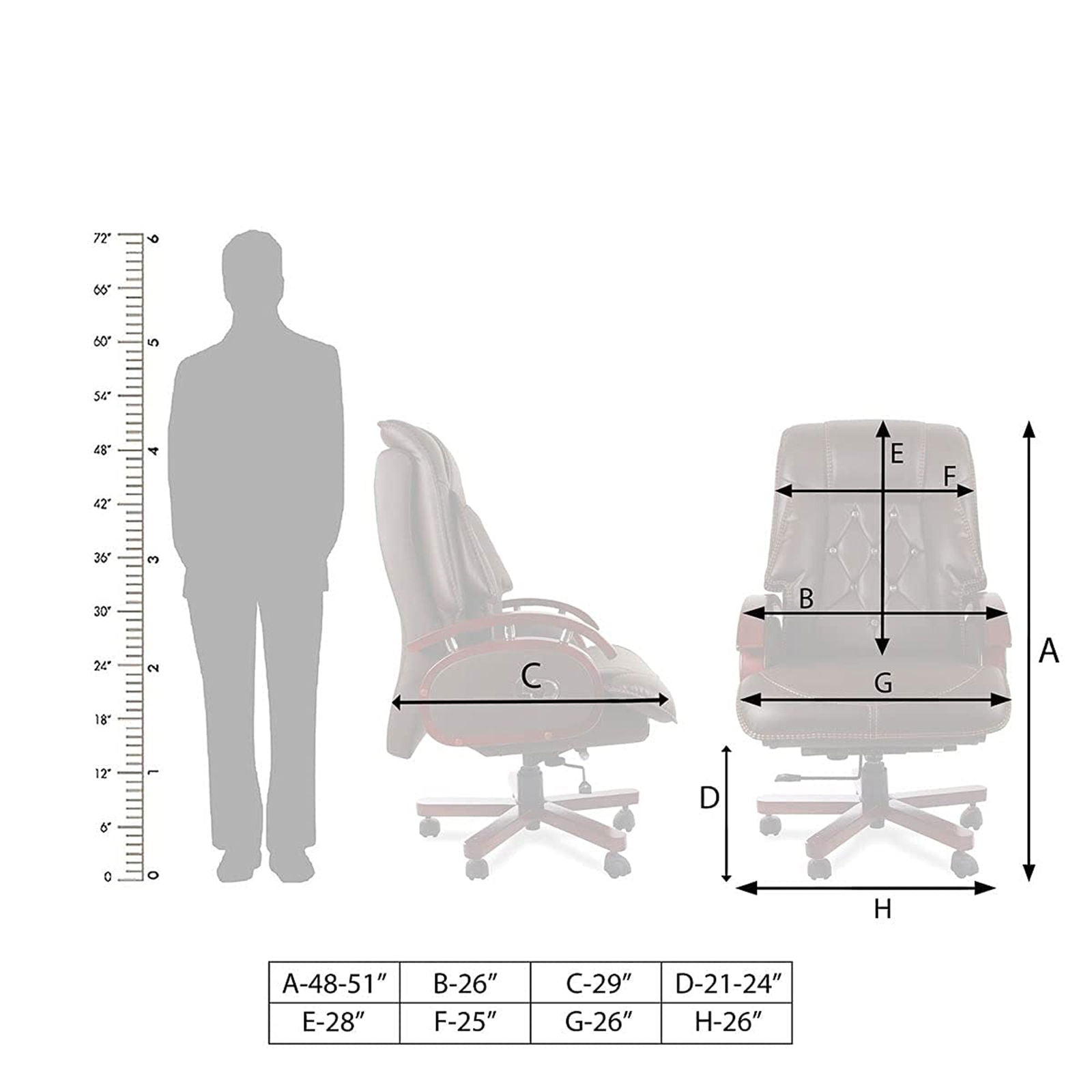 High Back Leatherette Director Chair with Wooden Base and Handle -
