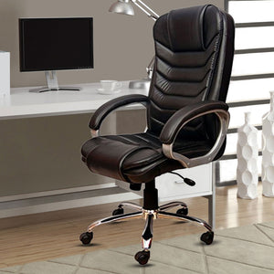 High Back Leatherette Office Director Chair with Height Adjustable Chrome Base