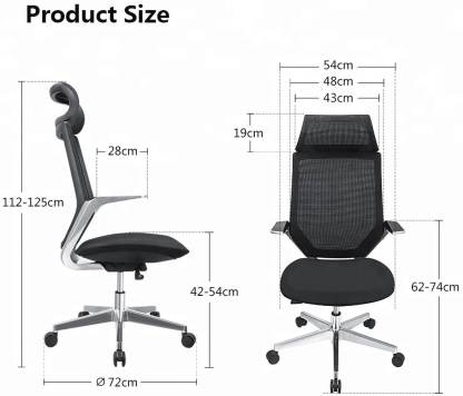 High Back Mesh Chair With Aluminum Base and Nylon Wheels -