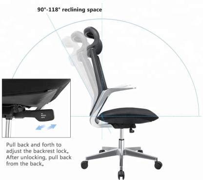 High Back Mesh Chair With Aluminum Base and Nylon Wheels -