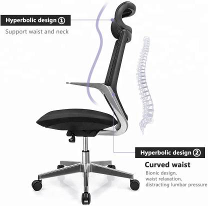High Back Mesh Chair With Aluminum Base and Nylon Wheels -