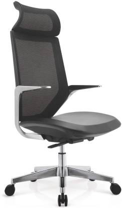 High Back Mesh Chair With Aluminum Base and Nylon Wheels -