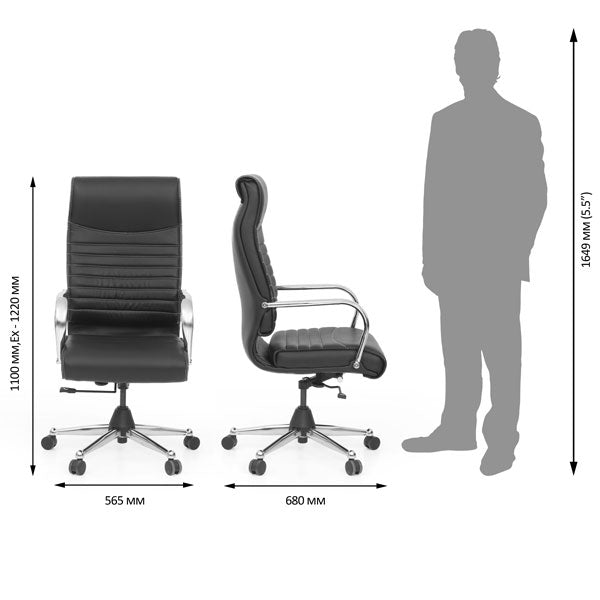 High Back Office Chair with Chrome Base-001 -