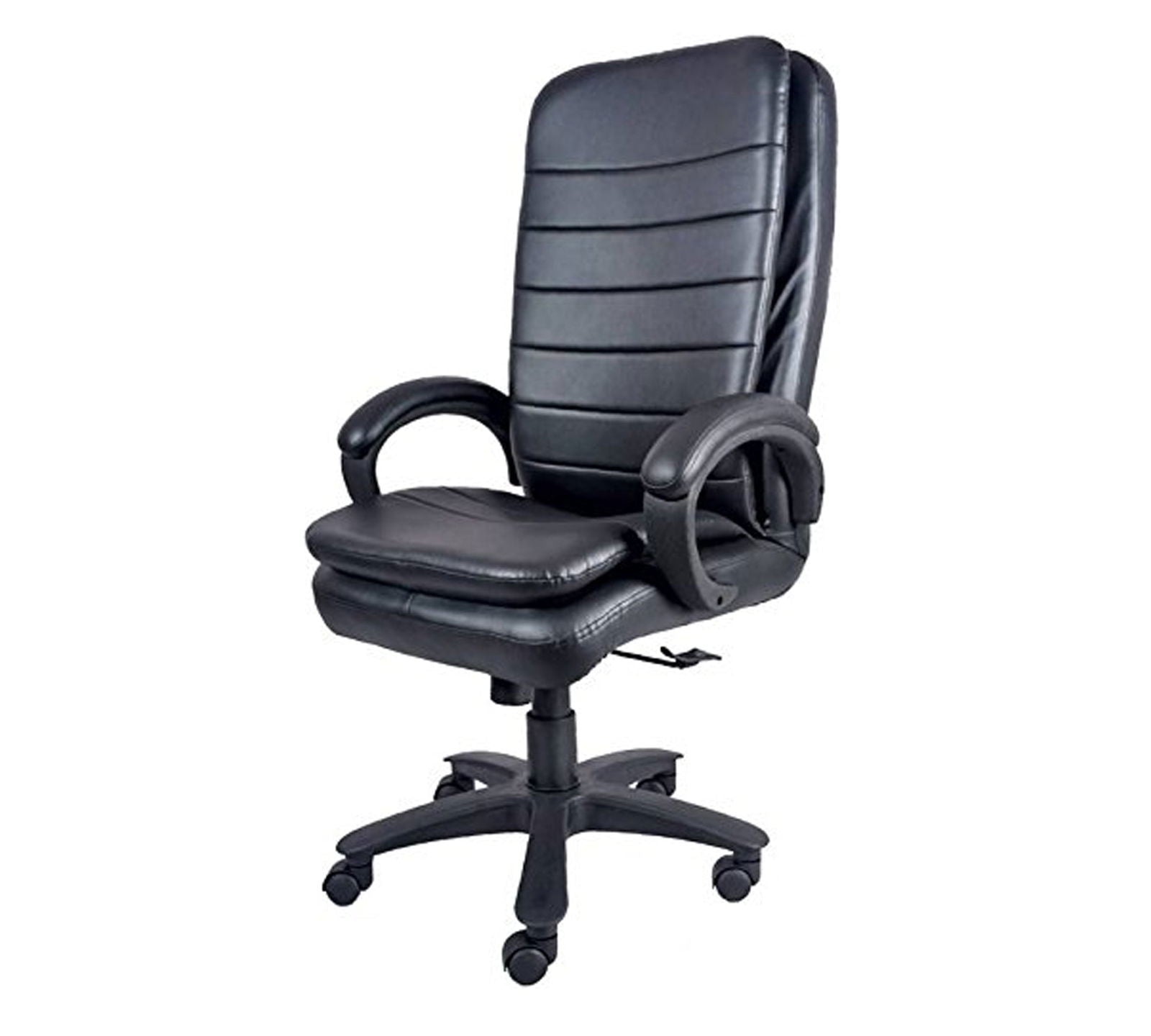 High Back Office Chair with Height Adjustable Nylon Wheels Base -