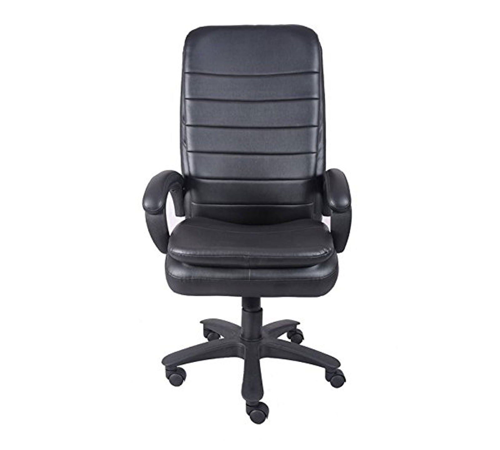 High Back Office Chair with Height Adjustable Nylon Wheels Base -