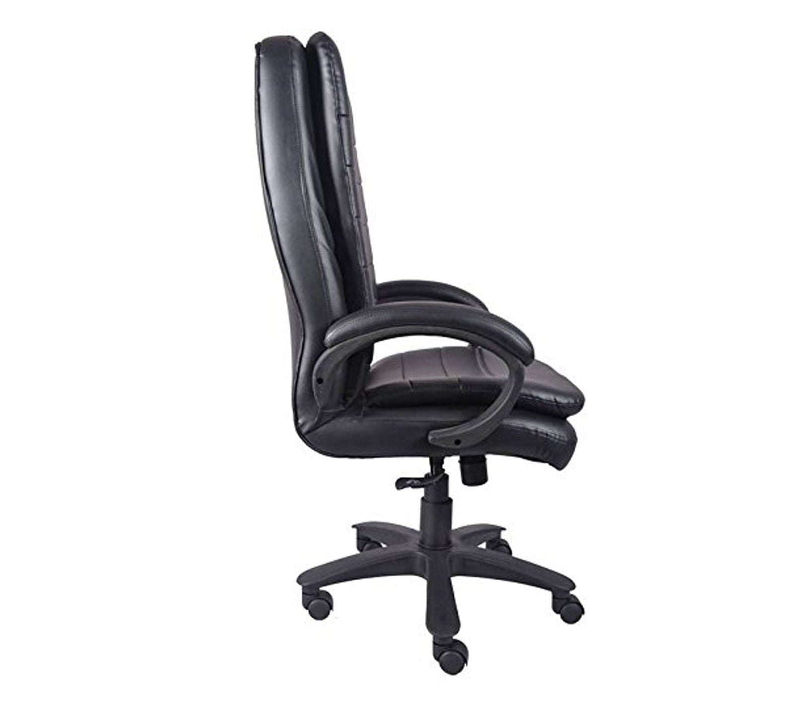 High Back Office Chair with Height Adjustable Nylon Wheels Base -