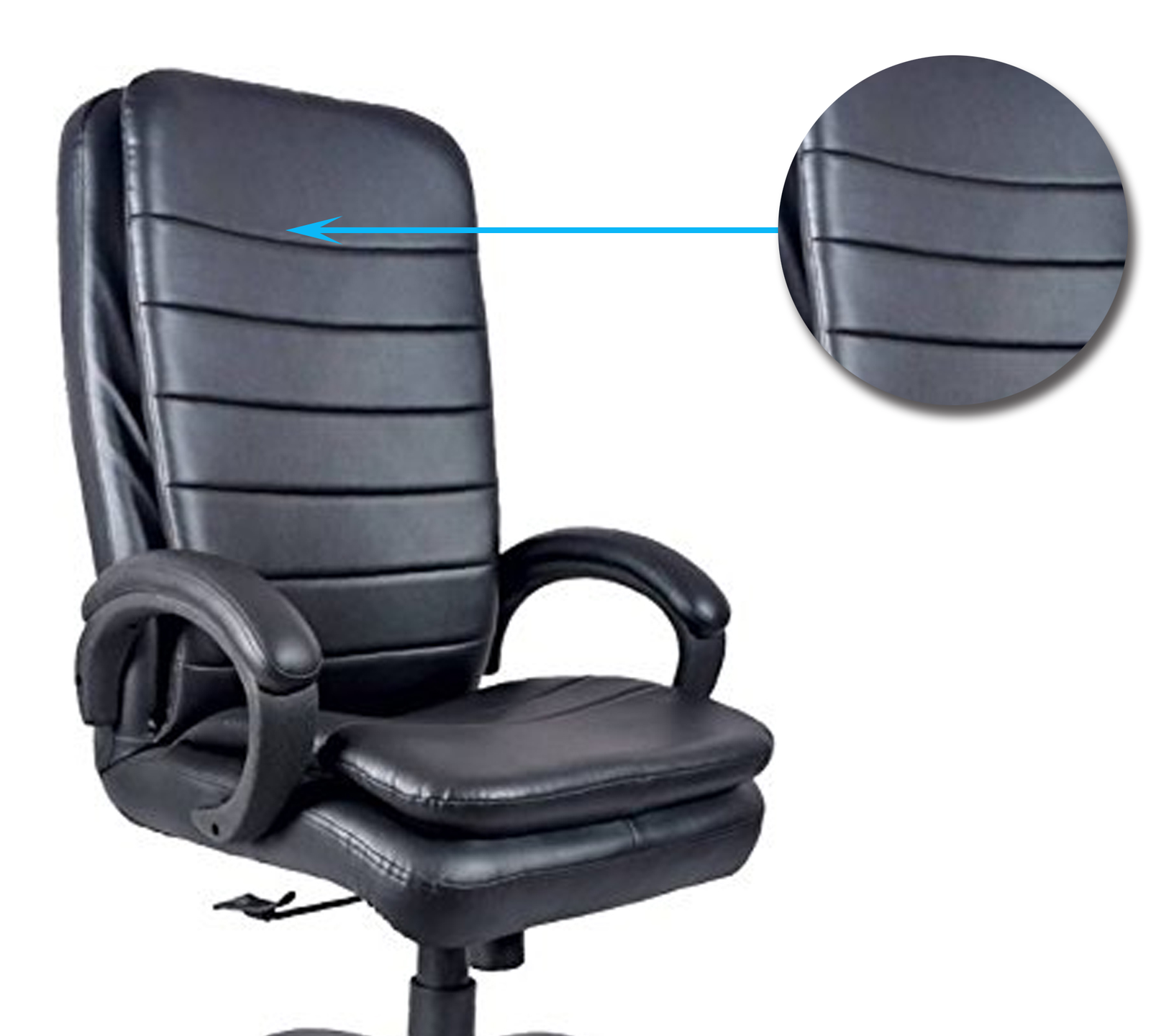 High Back Office Chair with Height Adjustable Nylon Wheels Base -