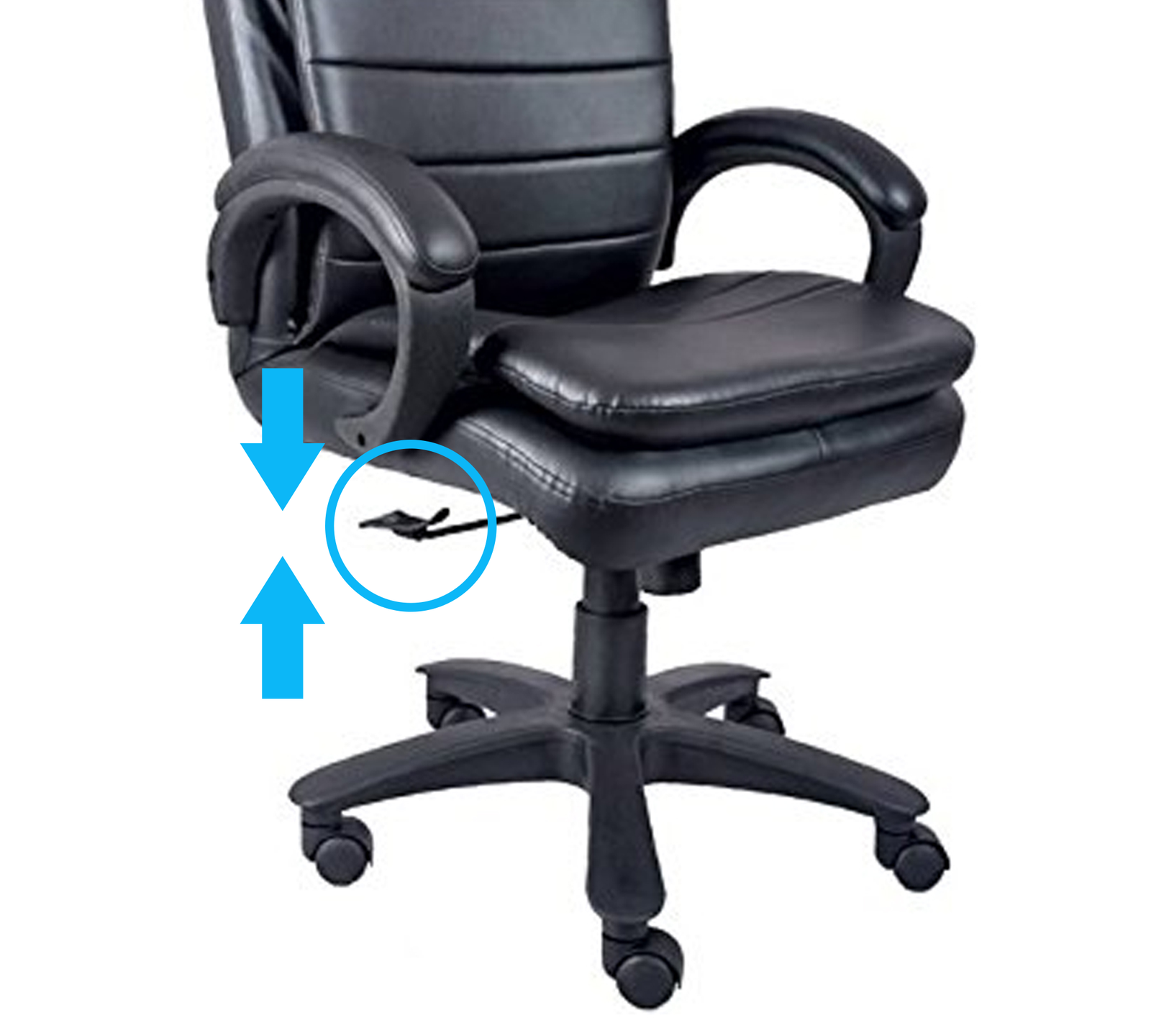 High Back Office Chair with Height Adjustable Nylon Wheels Base -