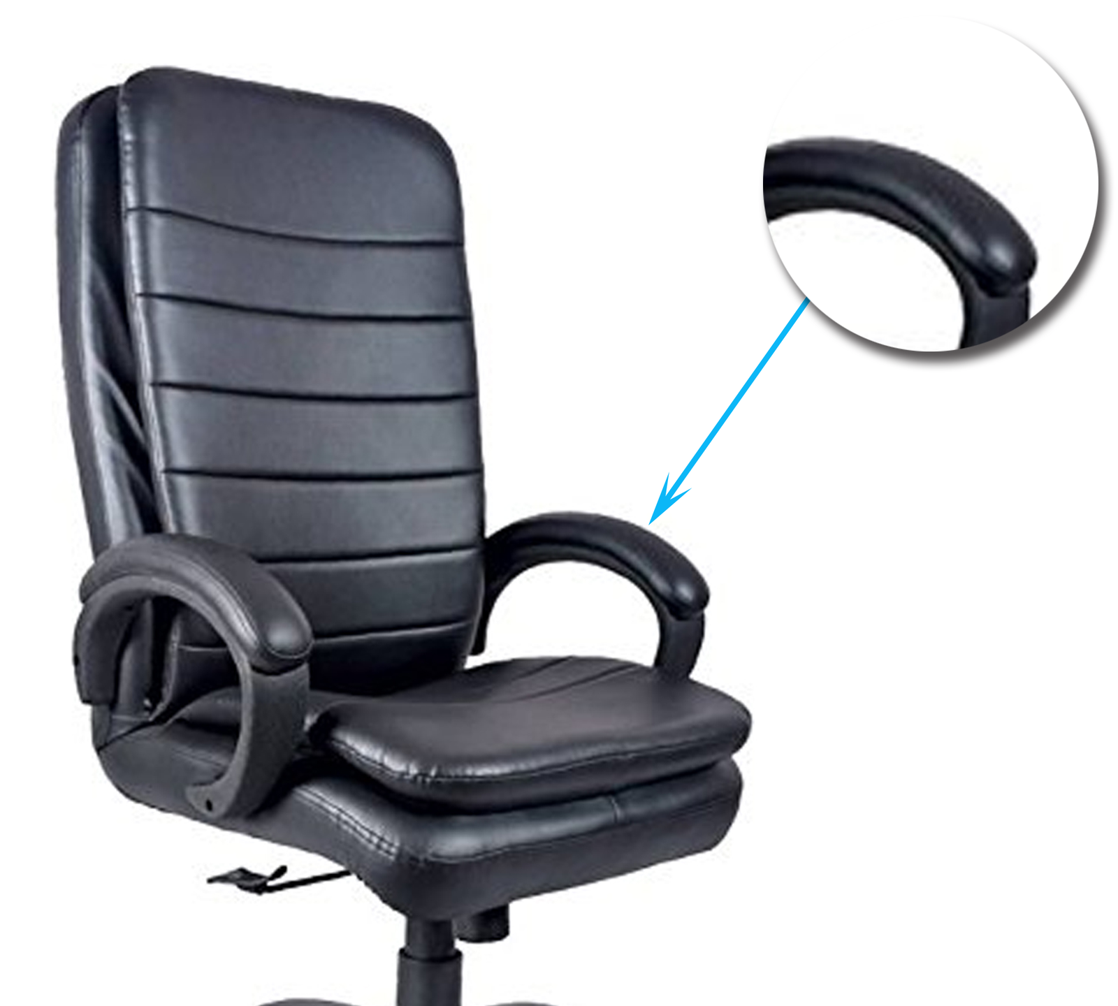 High Back Office Chair with Height Adjustable Nylon Wheels Base -