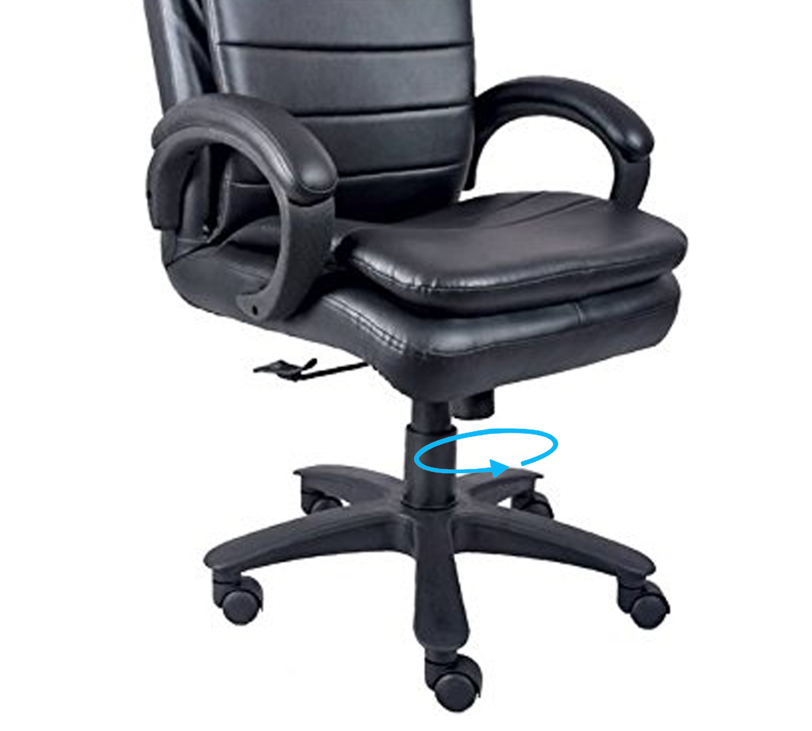 High Back Office Chair with Height Adjustable Nylon Wheels Base -