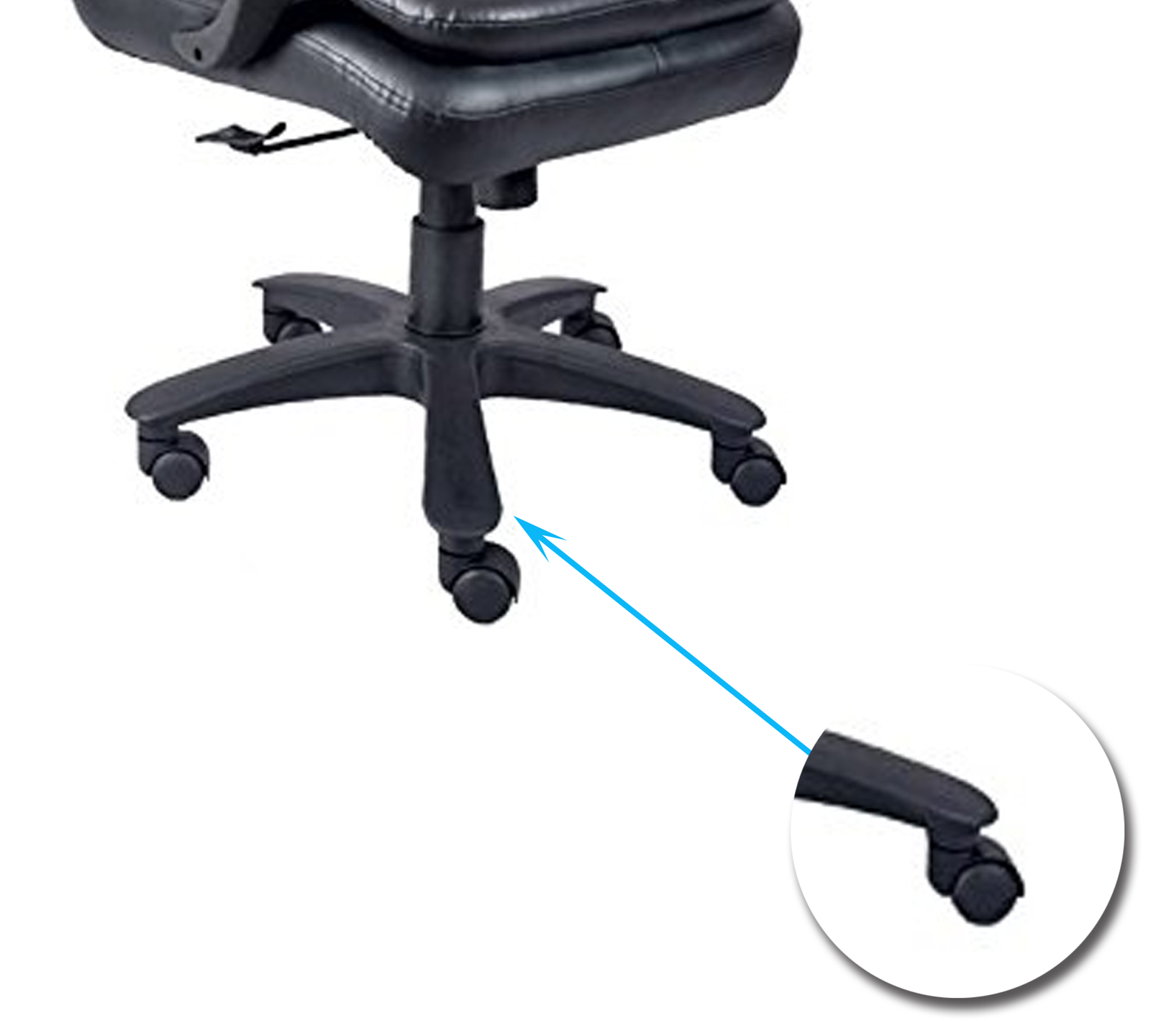 High Back Office Chair with Height Adjustable Nylon Wheels Base -