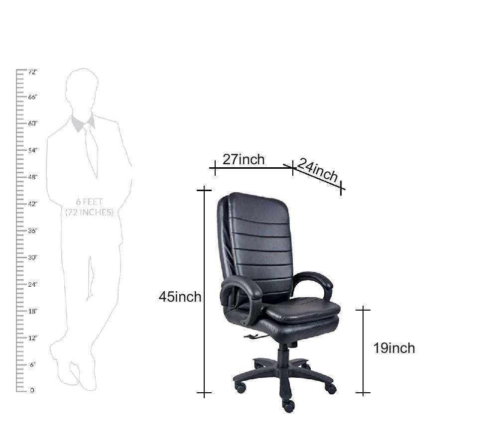 High Back Office Chair with Height Adjustable Nylon Wheels Base -
