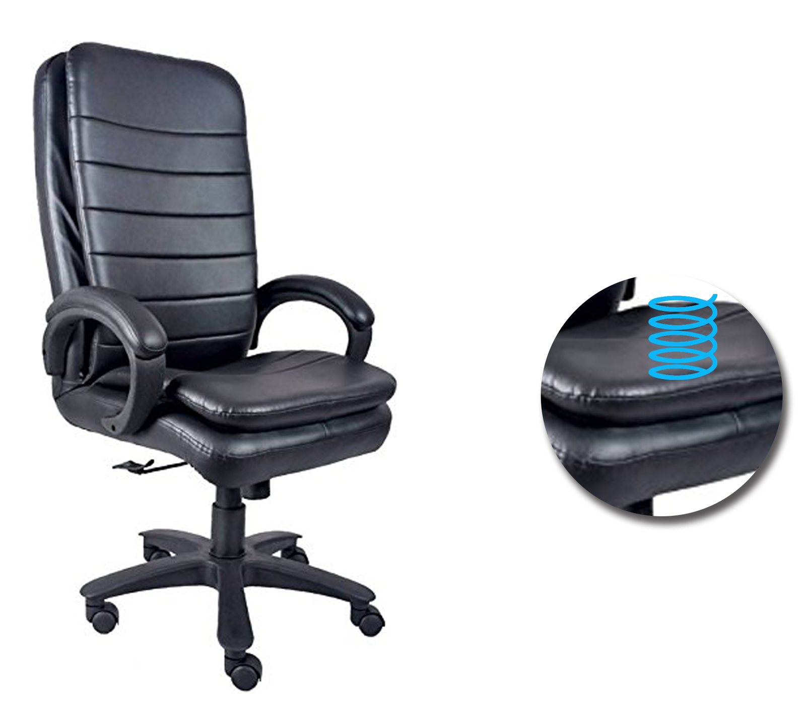 High Back Office Chair with Height Adjustable Nylon Wheels Base -