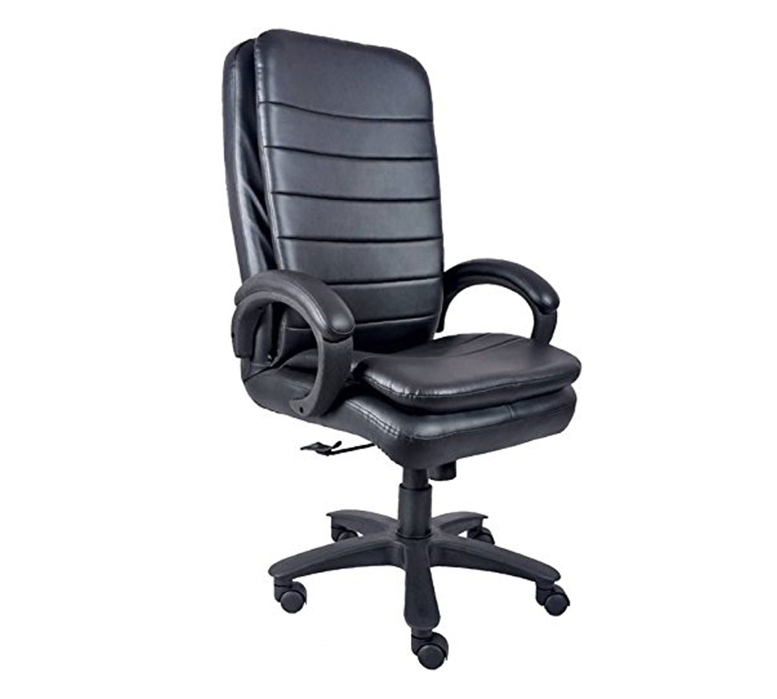 High Back Office Chair with Height Adjustable Nylon Wheels Base -