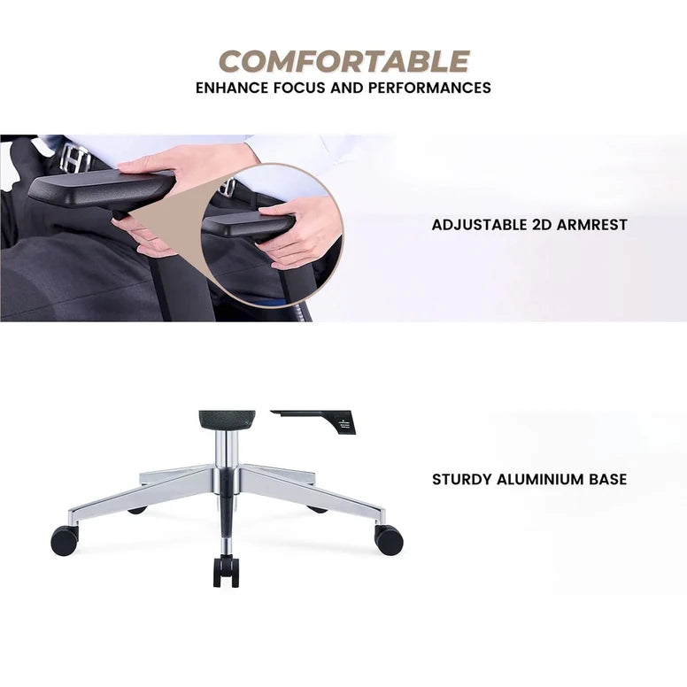 High Back Office Chair with Nylon Base -