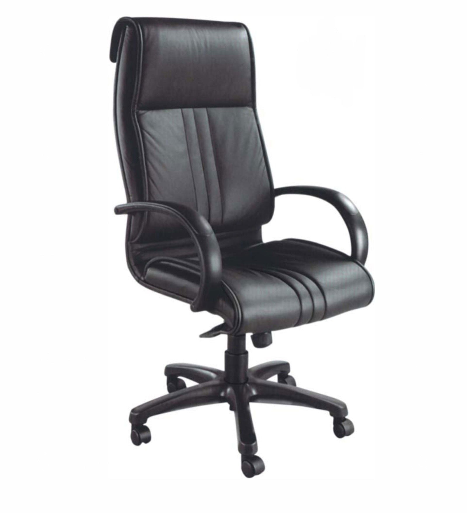 High Back Office Chair with Nylon Base and Leatherette Upholstery -