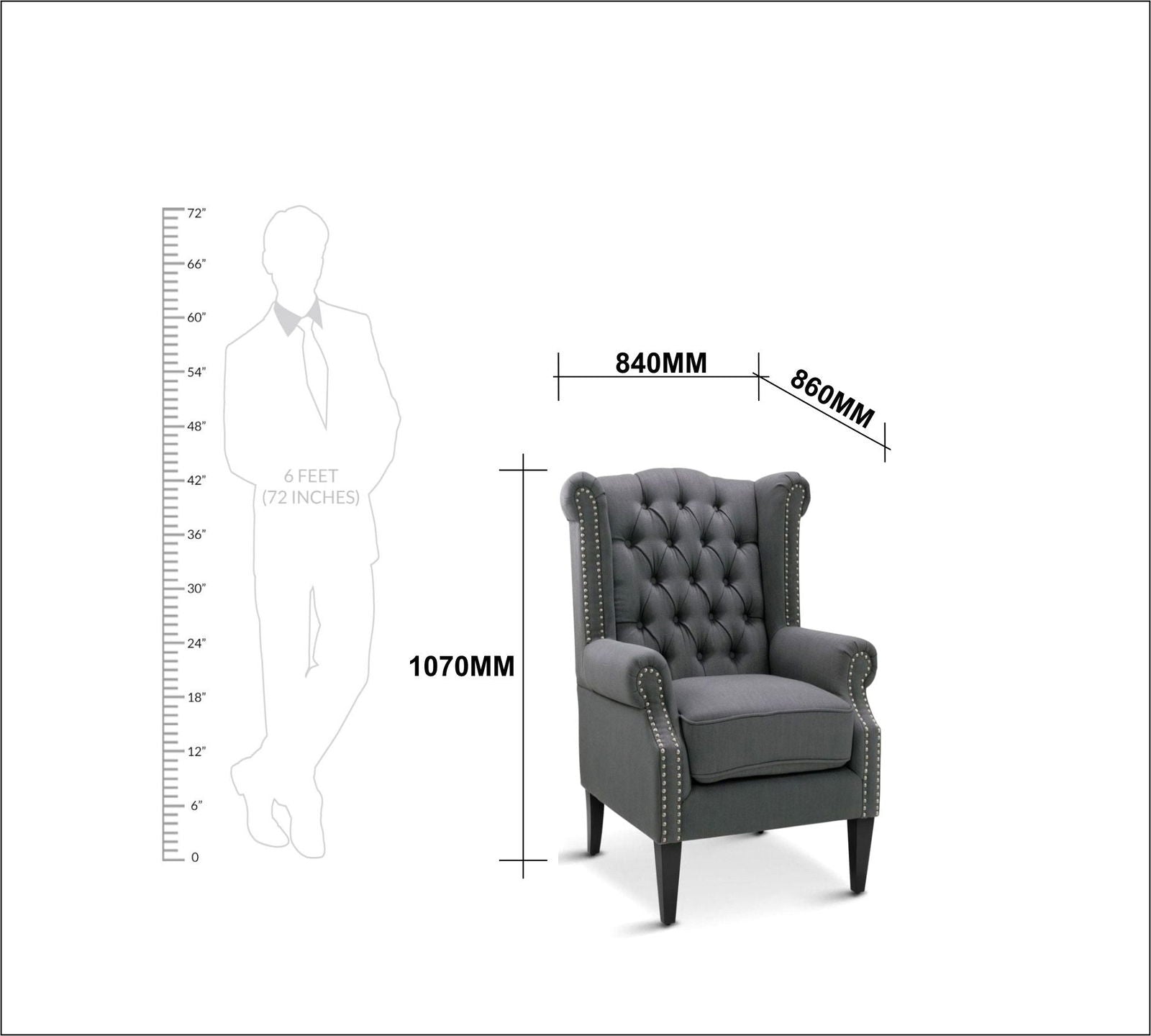 High Back Wing Chair Cushioned Lounge Chair Chair -