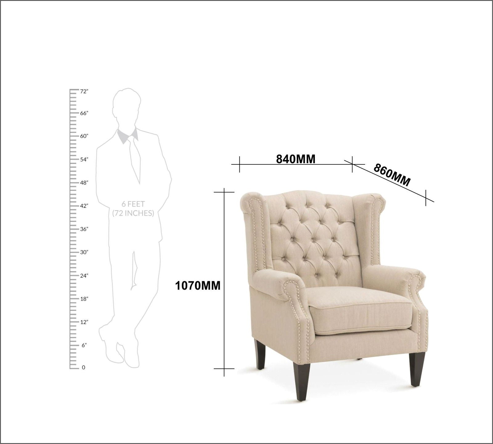 High Back Wing Chair Cushioned Lounge Chair Chair -