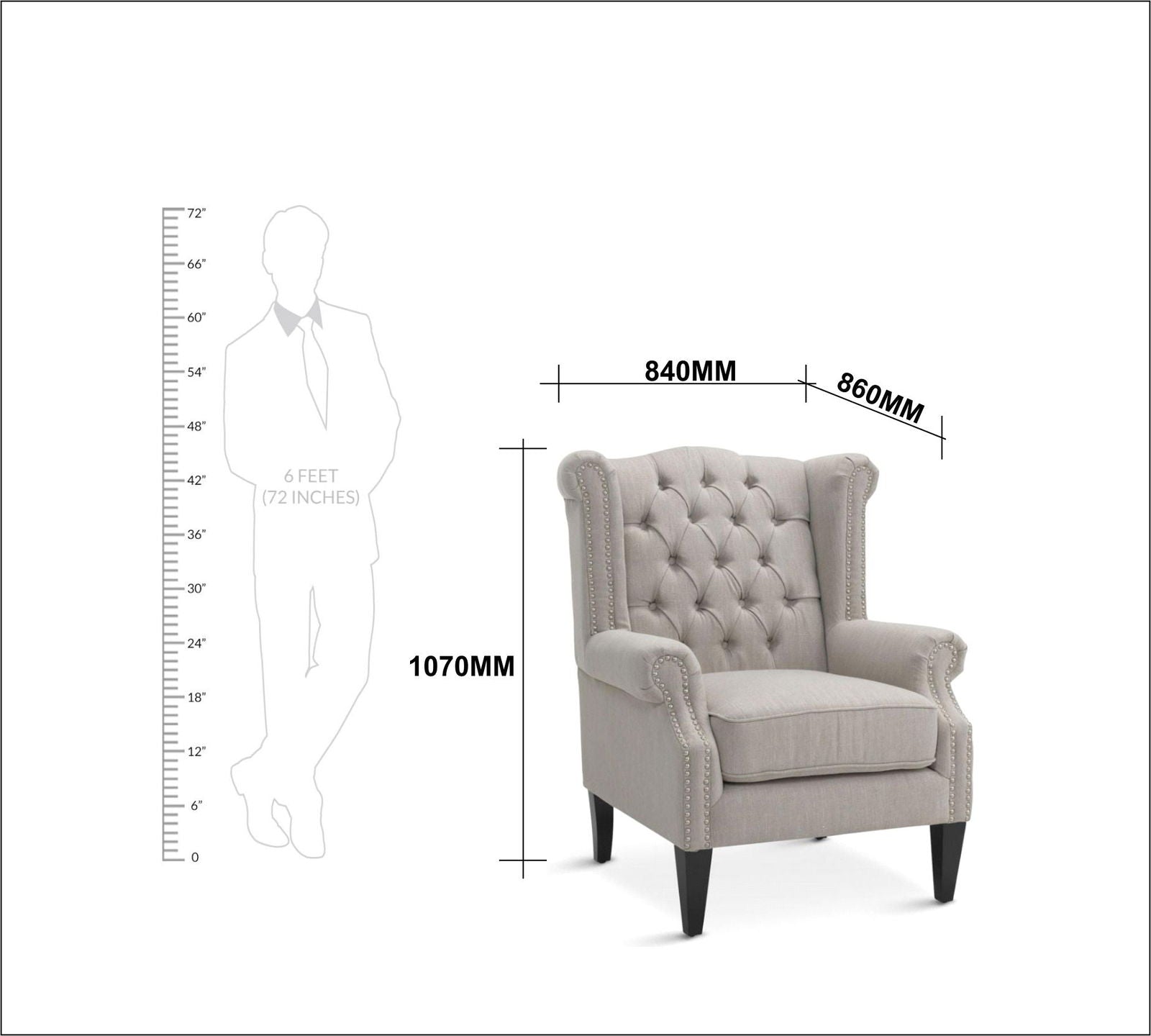 High Back Wing Chair Cushioned Lounge Chair Chair -
