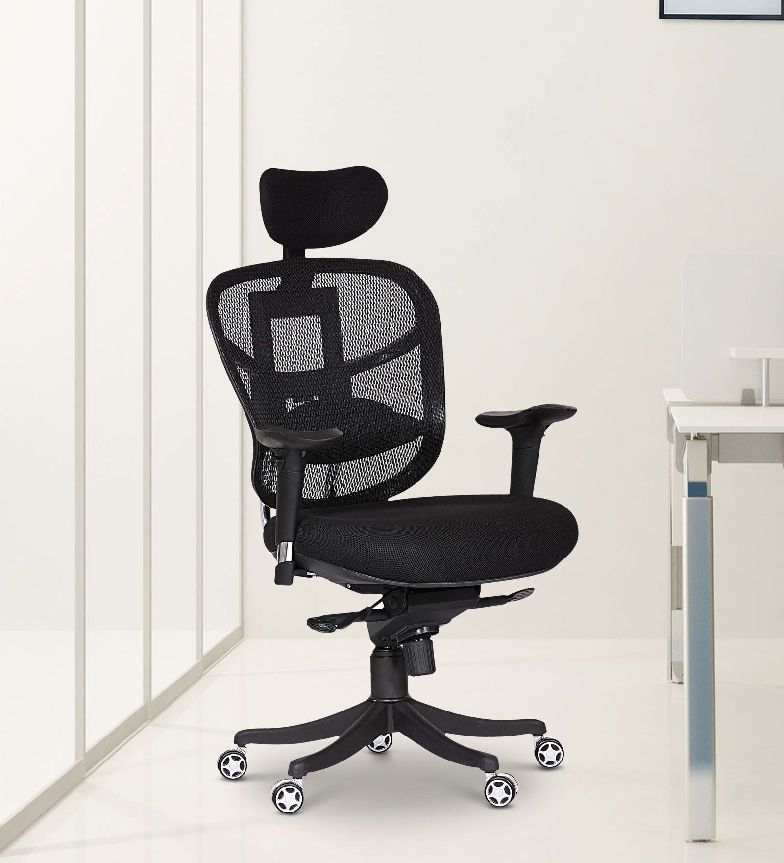 High & Mid Back Office Chair with Nylon Base and Net Fabric Upholstery -