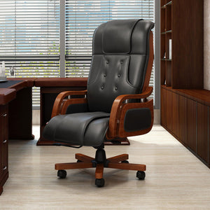 Home And Office High Back Ergonomic Leatherette Director Chair with Wooden Base