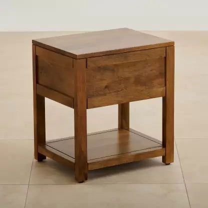 Home Centre  Mango Wood Bed Side Table with Drawer - Brown -