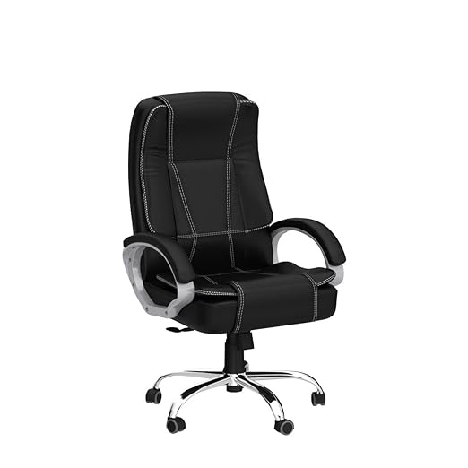 Home & Office  High Back Leatherette Chair | Director Chair | Office Chair | Ergonomic Executive Boss Chair with Spacious Cushioned Seat | Heavy Duty Metal Base -