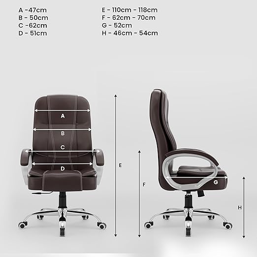 Home & Office  High Back Leatherette Chair | Director Chair | Office Chair | Ergonomic Executive Boss Chair with Spacious Cushioned Seat | Heavy Duty Metal Base -