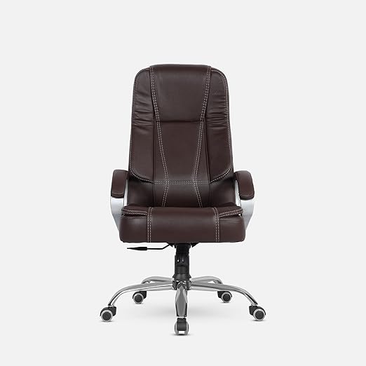 Home & Office  High Back Leatherette Chair | Director Chair | Office Chair | Ergonomic Executive Boss Chair with Spacious Cushioned Seat | Heavy Duty Metal Base -