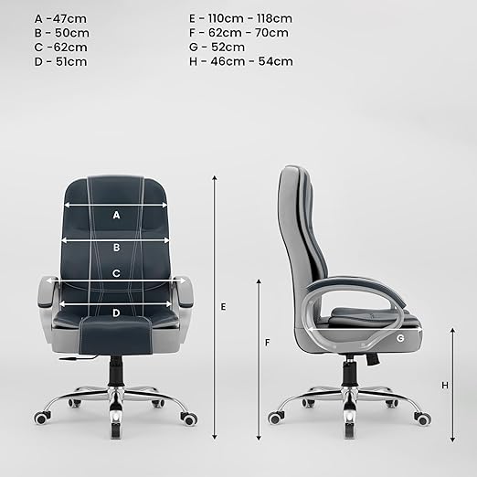 Home & Office  High Back Leatherette Chair | Director Chair | Office Chair | Ergonomic Executive Boss Chair with Spacious Cushioned Seat | Heavy Duty Metal Base -